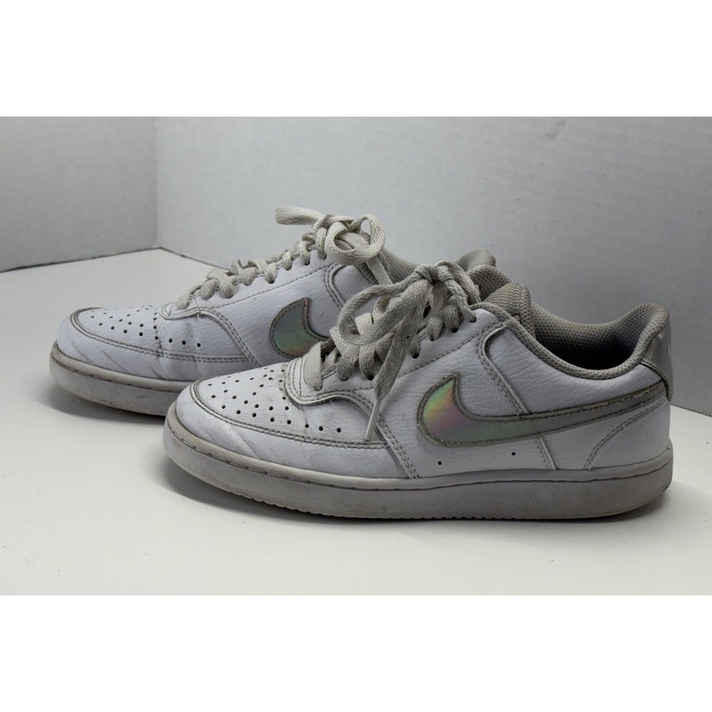 Nike Women's Size 6 Court Vision Low White/Iridescent sneakers - CW5596-100